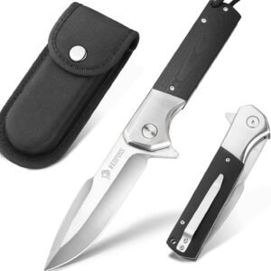 NedFoss BEAST Pocket Knife for Men, 4 inch D2 Steel Blade Folding Knife with Clip, G10 Handle, Safety Liner Lock, Heavy Duty Tactical Knife for Hiking Camping Gifts for Men Women
