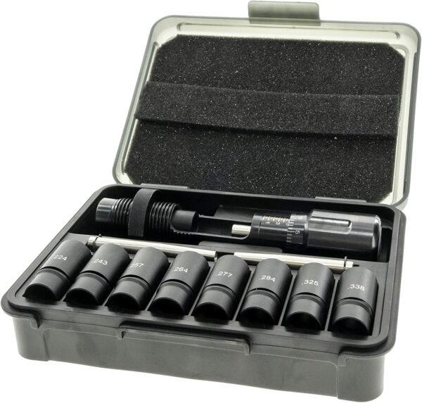 Frankford Arsenal Universal Bullet Seating Die for .224 to .338 Caliber with Micrometer Stem and Storage Case for Reloading, Black