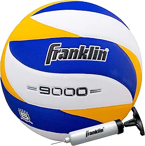 Franklin Sports 9000 Indoor Volleyball - Official Size and Weight Volleyball - Advanced Performance - Premium Soft Cover and Bounce - Air Pump Included White