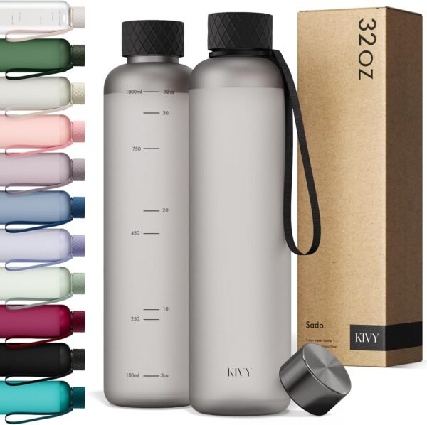 KIVY Slim Water Bottle 32oz [Lightweight & Shatterproof] - Reusable Tritan Water Bottle - Leak Proof Water Bottle for Women & Men - No Spill Water Bottle - Dishwasher Safe Water Bottle BPA Free