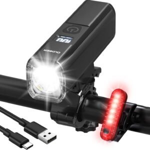 Super Bright High Lumens LED Bike Lights-Waterproof & USB Rechargeable,Powerful Bicycle Front Headlight and Back Taillight,6+4 Light Modes,8000mAh Battery & Power Bank Function for Night Riding